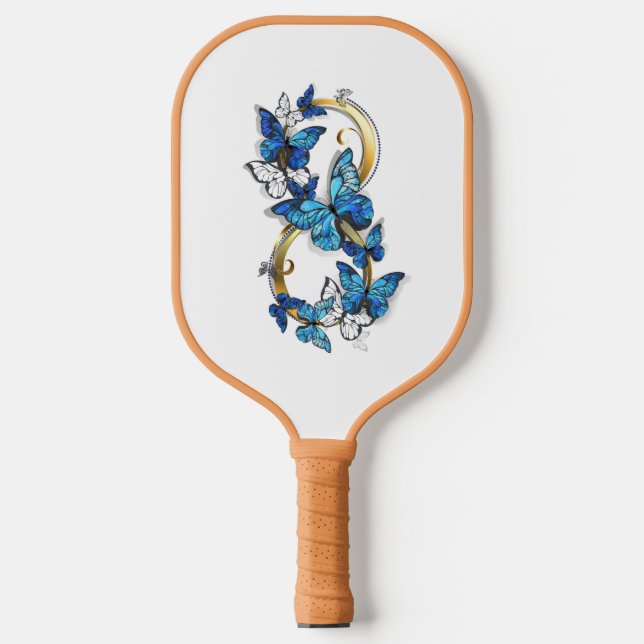 Palas De Pickleball Symbol Infinity of Blue Morpho Butterflies (Anverso)