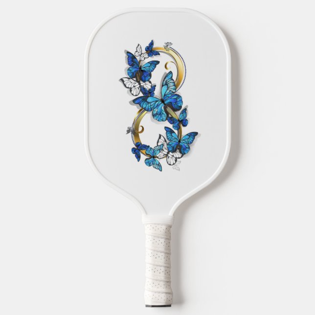Palas De Pickleball Symbol Infinity of Blue Morpho Butterflies (Anverso)