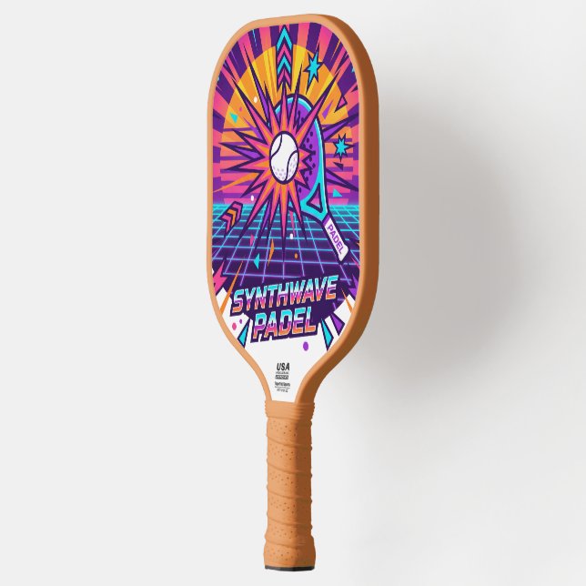 Palas De Pickleball Synthwave Padel Retro Vector Illustration (Izquierda)