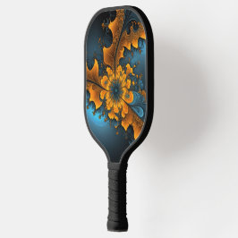 Palas De Pickleball Tabla de skate de arte fractal naranja azul abstra