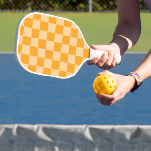 Palas De Pickleball Tablero de ajedrez de naranja y naranja claro