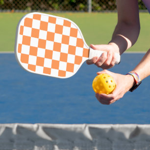 Palas De Pickleball Tablero de ajedrez naranja visual clásico