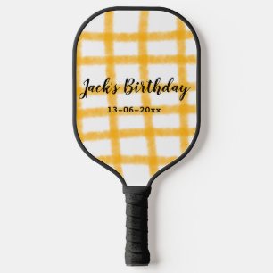 Palas De Pickleball tablero de ajedrez negro amarillo añadir fecha de