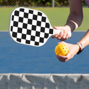 Palas De Pickleball Tablero de ajedrez negro clásico