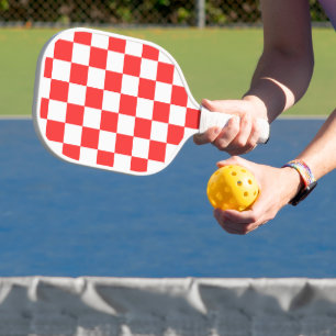 Palas De Pickleball Tablero de ajedrez rojo visual clásico