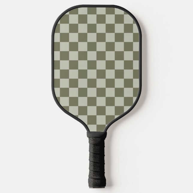 Palas De Pickleball Tablero de cheques verde de sabio (Anverso)