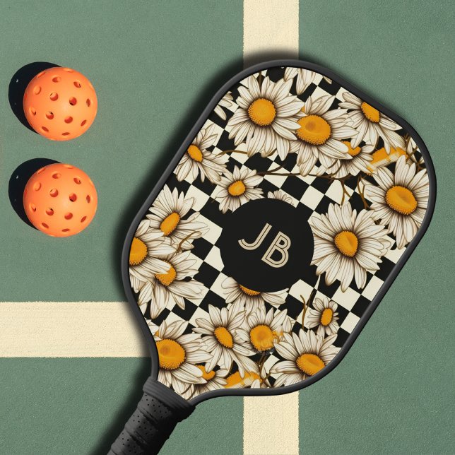 Palas De Pickleball Tablero de control Monograma Retro Groovy Daisy (Subido por el creador)