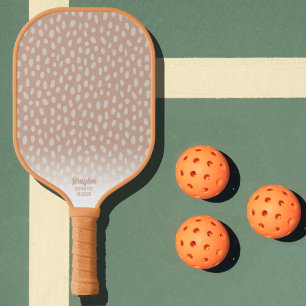Palas De Pickleball Tan Boho Moda Polka Dot Pattern Personalizado Text