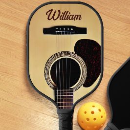Palas De Pickleball Tan Guitarista Acústica Woodgrain Nombre Guitarian