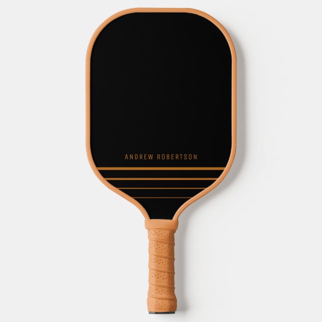 Palas De Pickleball Tan y negro simple nombre mínimo personalizado (Anverso)