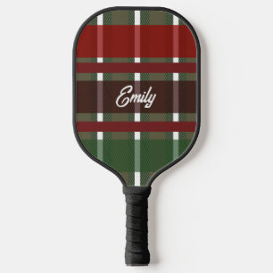 Palas De Pickleball Tartan de cuadros de invierno verde festivo
