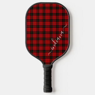 Palas De Pickleball Tartan de Plaid Escritura Personalizada Rojo Negro