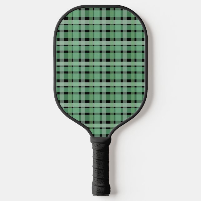 Palas De Pickleball Tartán Tartan Green Stripes En Negro (Anverso)