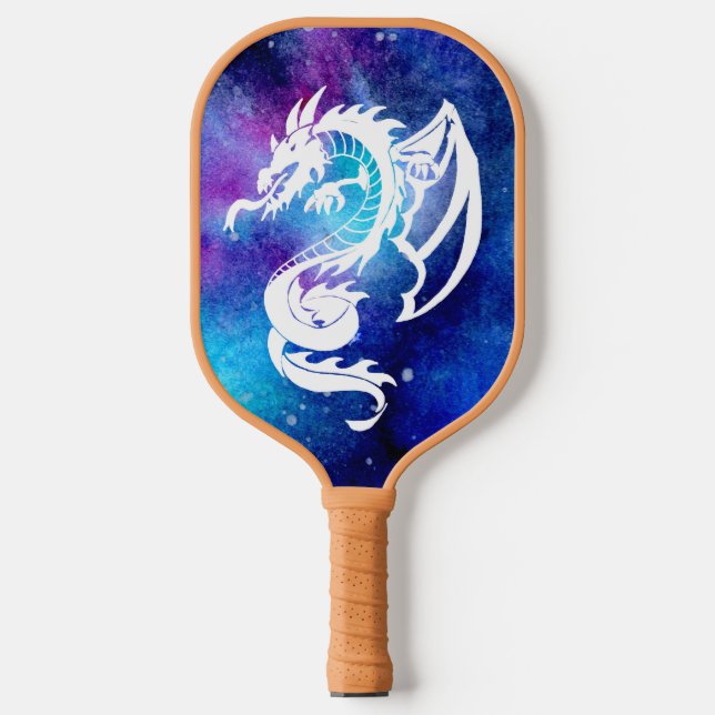 Palas De Pickleball Tatuaje del dragón espacial blanco (Anverso)