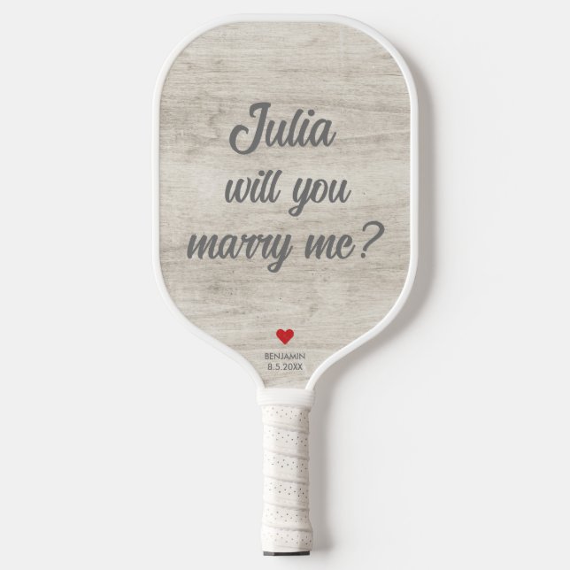 Palas De Pickleball ¿Te casarás conmigo? Propuesta de Boda Rustic Wood (Anverso)