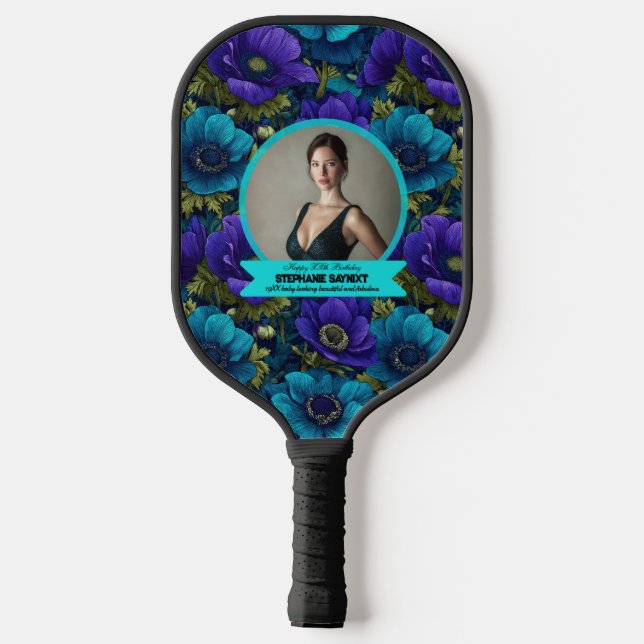 Palas De Pickleball Tema de Anémonas Regalo de Cumpleaños 21 (Reverso )