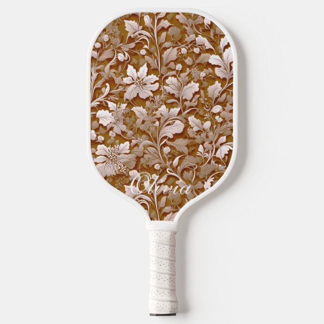 Palas De Pickleball Terracota quemada Naranja Boho botánico moderno (Anverso)