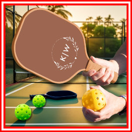 Palas De Pickleball Terracota y blanco | Monograma de Iniciales Modern