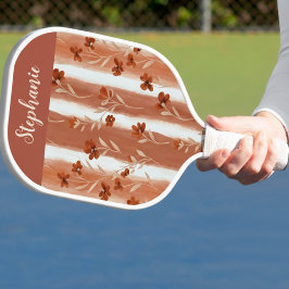 Palas De Pickleball Terracotta Flor Silvestre Monograma Nombre Patrón 