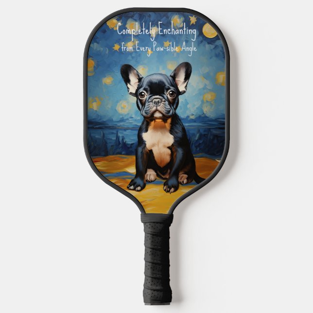 Palas De Pickleball 🐕 texto personalizado, cachorro francés (Anverso)