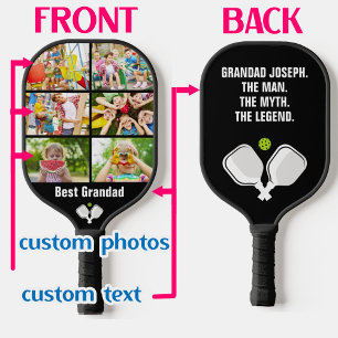 Palas De Pickleball 💗 texto Personalizado de dos lados y remo de bola