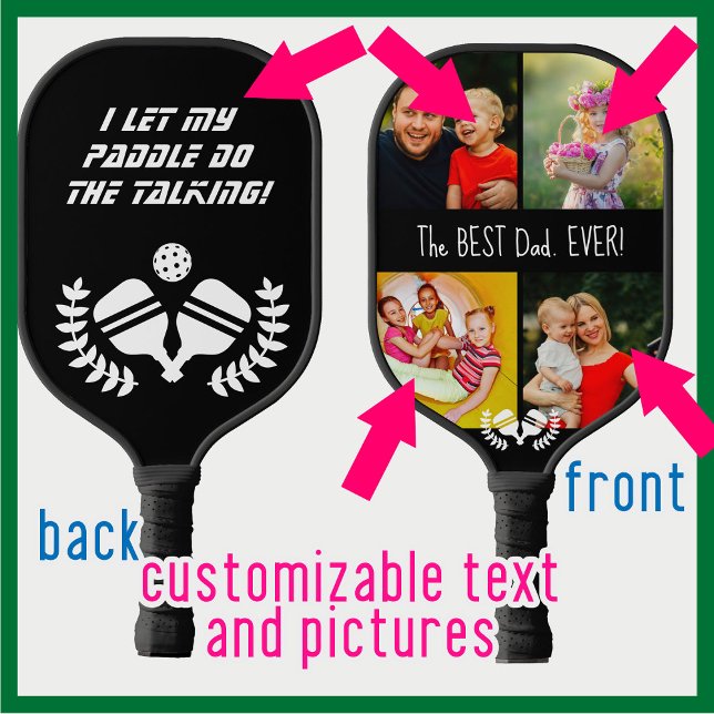 Palas De Pickleball 😁 😍 texto y foto Personalizado de dos lados (2-sided Custom text and photo Pickleball Paddle)