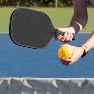 Palas De Pickleball Textura de cuero negro personalizado con monograma