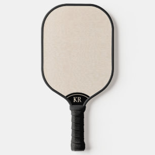 Palas De Pickleball Textura de lino beige claro monograma mínimo