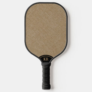 Palas De Pickleball Textura de lino beige monograma mínimo