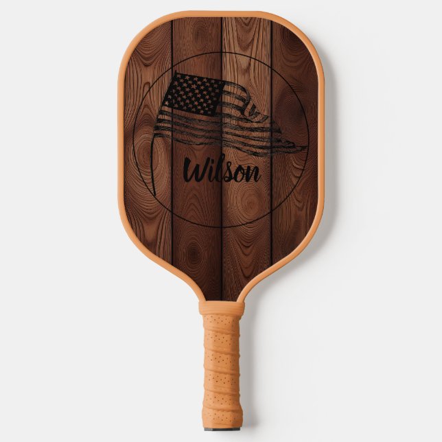 Palas De Pickleball Textura de madera rústica personalizado (Anverso)