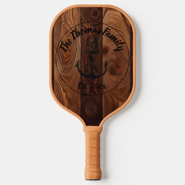 Palas De Pickleball Textura de madera rústica personalizado (Anverso)