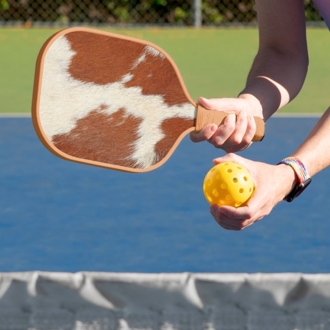 Palas De Pickleball Textura piel de vaca marrón y blanco (in situ)