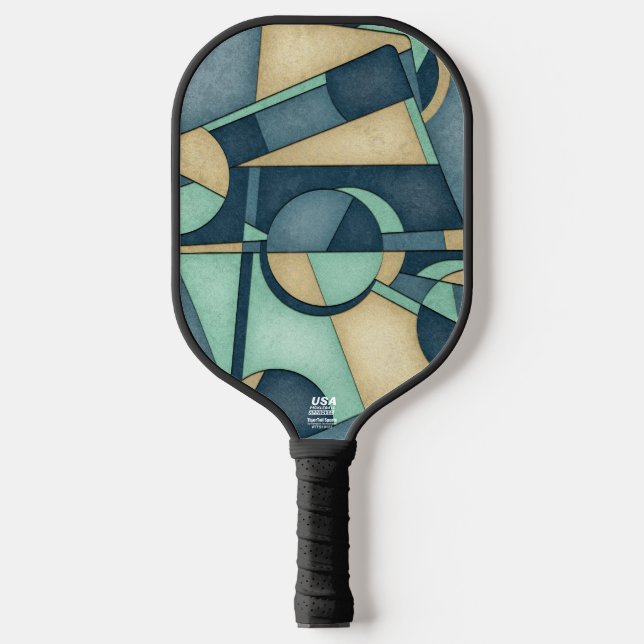 Palas De Pickleball Textured Teal Gold Geometric Abstract Art (Anverso)