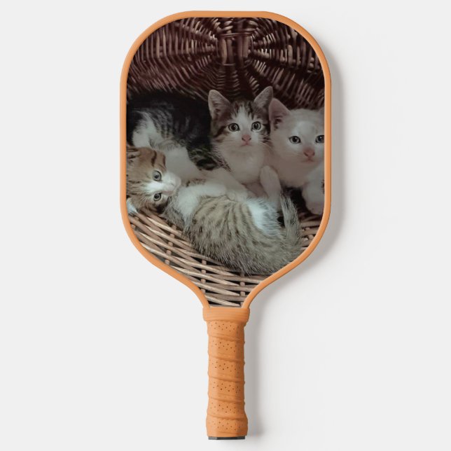 Palas De Pickleball Three Kittens in a Wicker Basket (Anverso)
