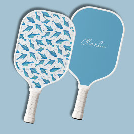 Palas De Pickleball Tiburón azul bajo el mar patrón de pez