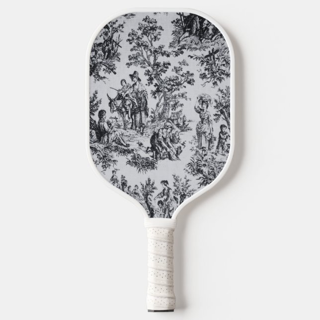Palas De Pickleball Tile de jouy negro y blanco elegante (Anverso)