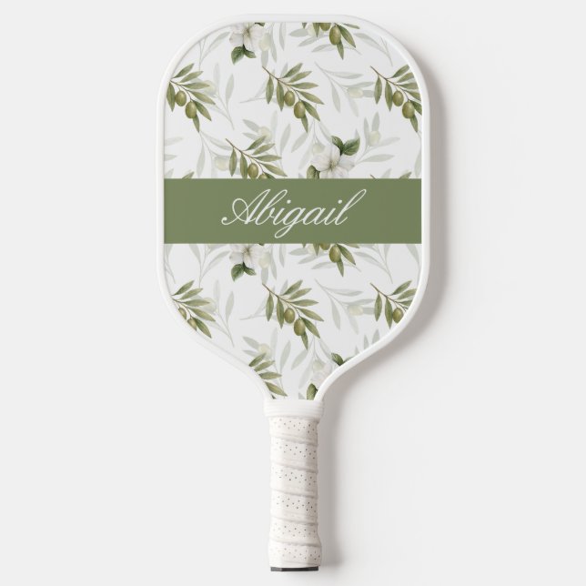 Palas De Pickleball Timeless Sage Olive Watercolor Name  (Anverso)