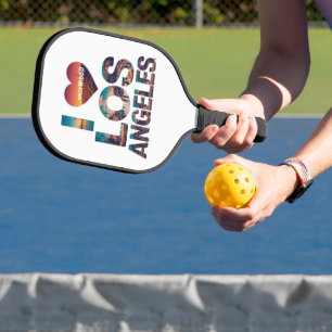 Palas De Pickleball Tipografía de Los Ángeles Skyline Sunset y Hollywo