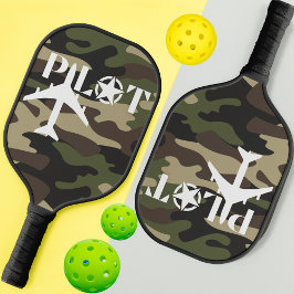 Palas De Pickleball Tipografía de piloto y camuflaje de avión militar