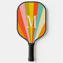 Palas De Pickleball Tiras coloridas retro de monograma de pala de Pick