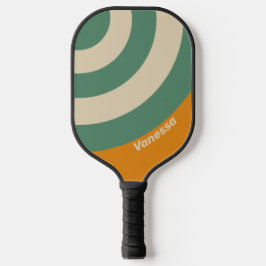 Palas De Pickleball Tiras de círculo Naranja retro con nombre