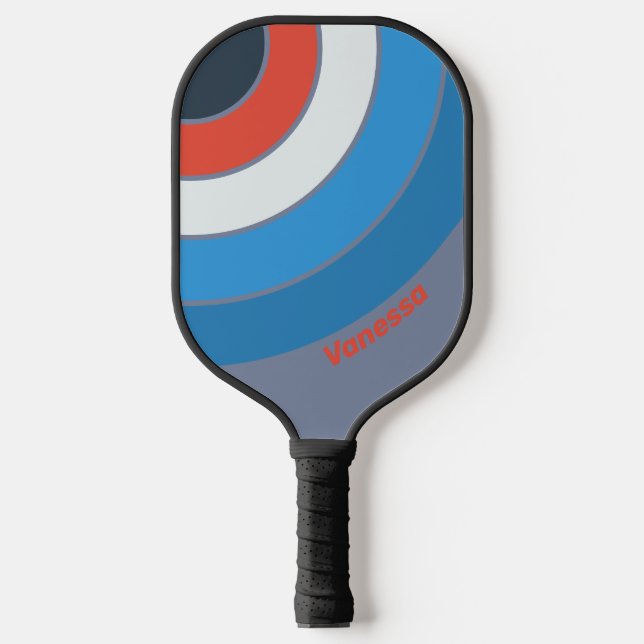 Palas De Pickleball Tiras de círculo vetusta oscuro con nombre (Anverso)