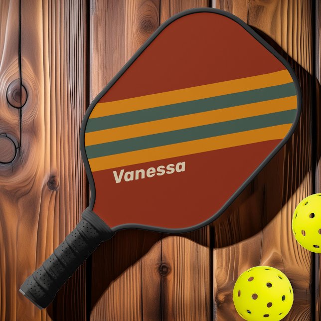 Palas De Pickleball Tiras de óxido retro Naranja con nombre (Subido por el creador)