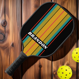 Palas De Pickleball Tiras de tabla de arcoíris de medianoche retro con