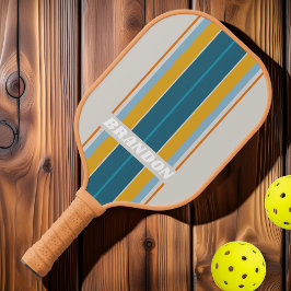 Palas De Pickleball Tiras de tabla de arcoíris retro con nombre