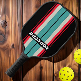 Palas De Pickleball Tiras de tablero de arcoíris furtivo retro con nom