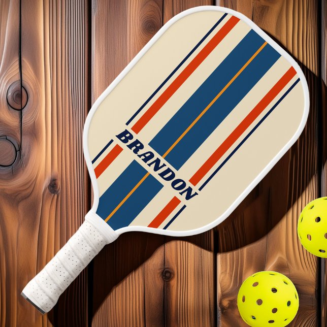 Palas De Pickleball Tiras de tablero de arcoiris oscuro retro con nomb (Subido por el creador)