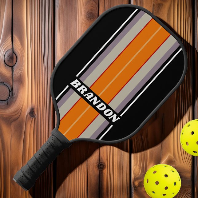 Palas De Pickleball Tiras de tablero de arcoiris retro con nombre (Subido por el creador)