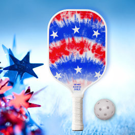 Palas De Pickleball Tiras de tinte azul rojo, Personalizado de estrell
