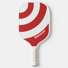 Palas De Pickleball Tiras de tres círculos rojas retro con nombre